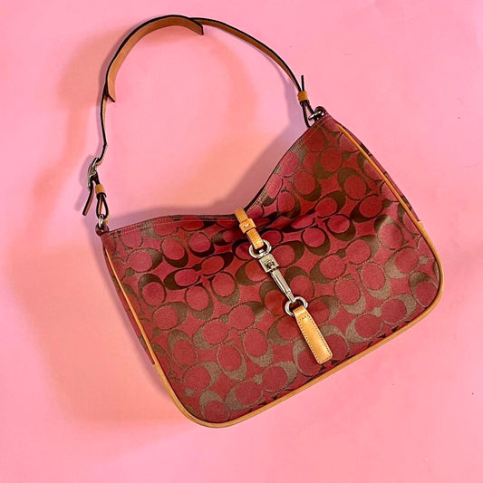 Vintage Coach Red and mustard leather handbag