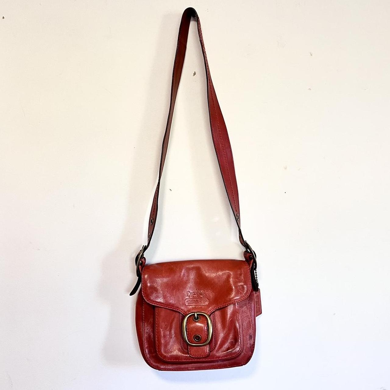 RARE Vintage Coach Leatherware red leather cross body bag