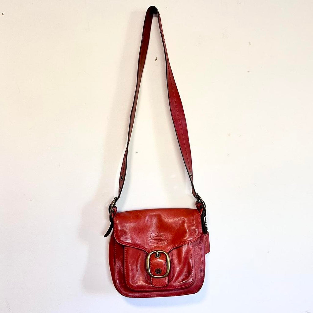 RARE Vintage Coach Leatherware red leather cross body bag