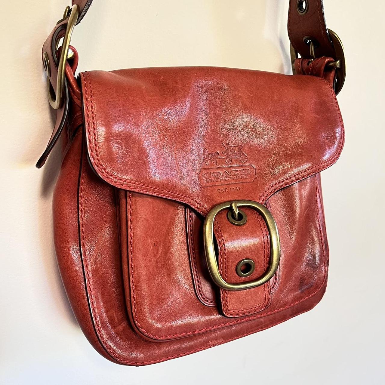 RARE Vintage Coach Leatherware red leather cross body bag