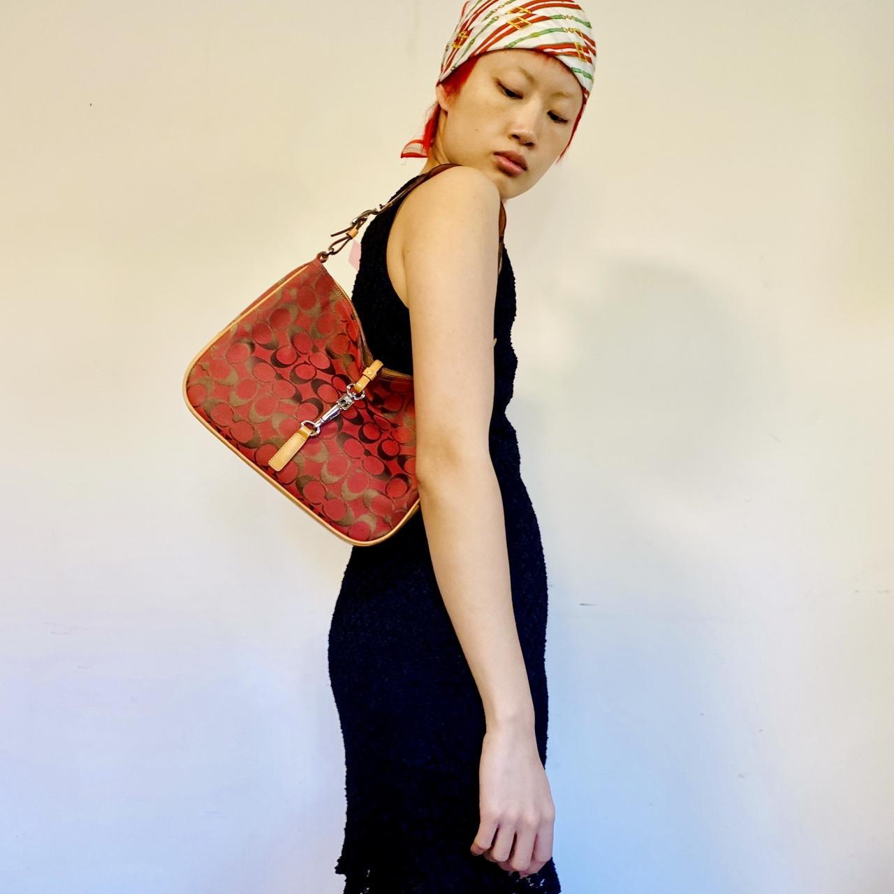 Vintage Coach Red and mustard leather handbag