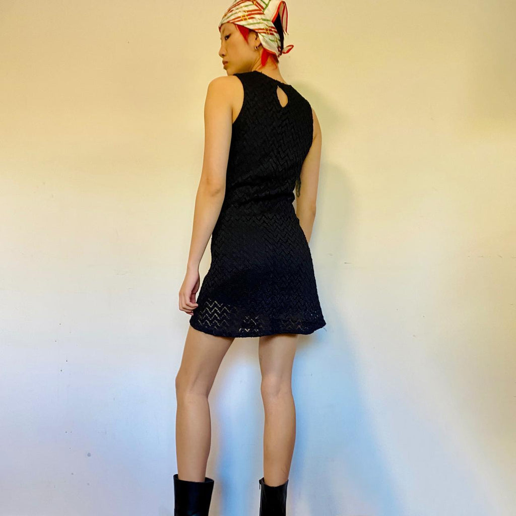 Vintage 90s black lace a-line shift dress