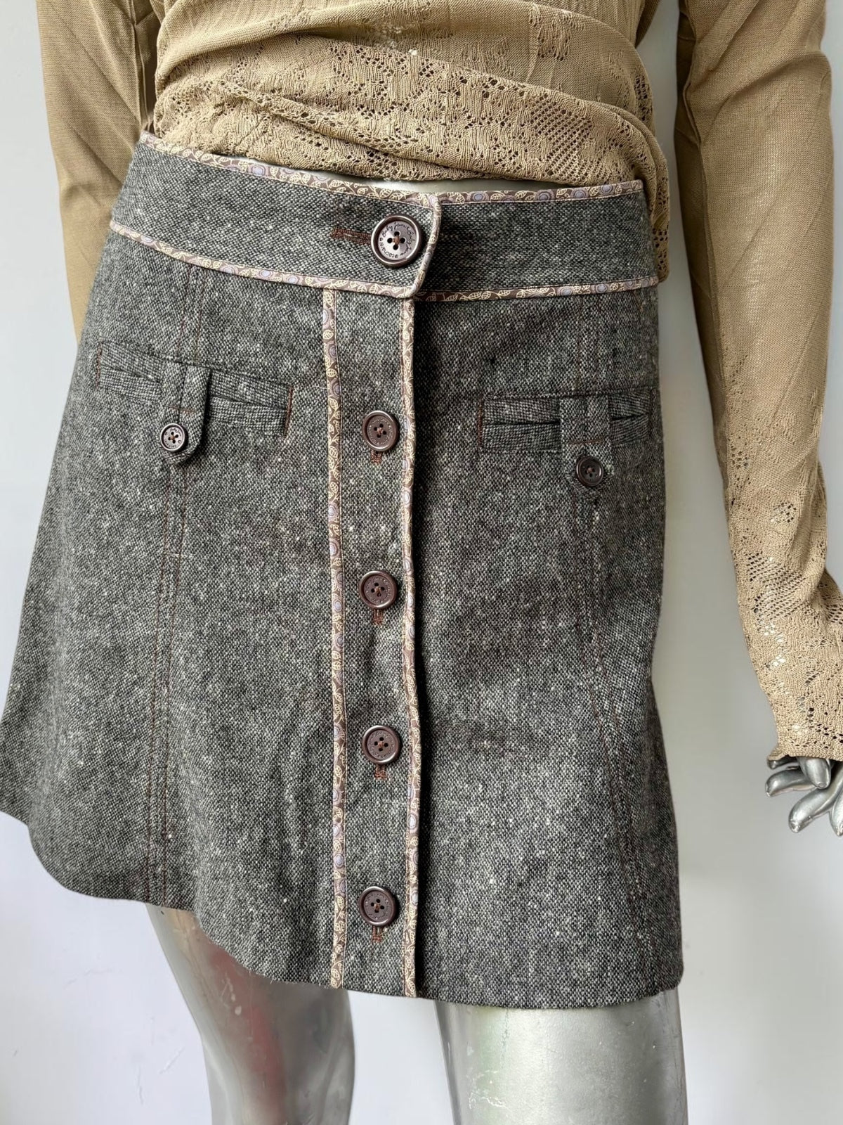 Vintage Baby Jane by Cacharel grey tweed skirt