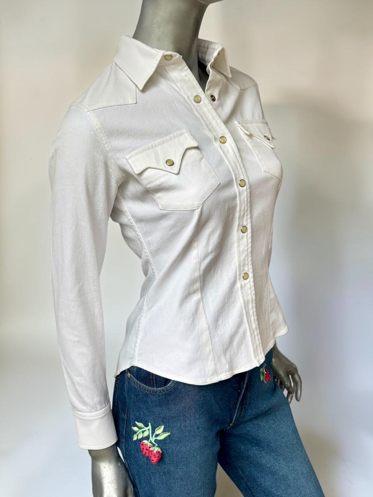 Vintage Christian Dior Boutique Paris white western shirt