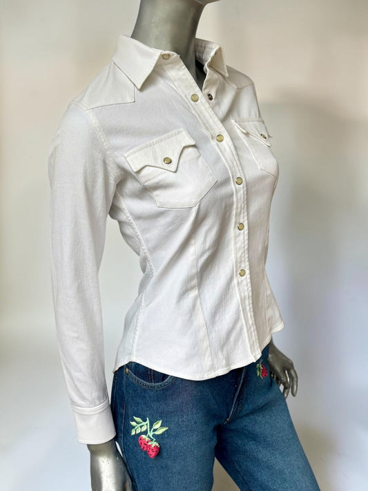Vintage Christian Dior Boutique Paris white western shirt