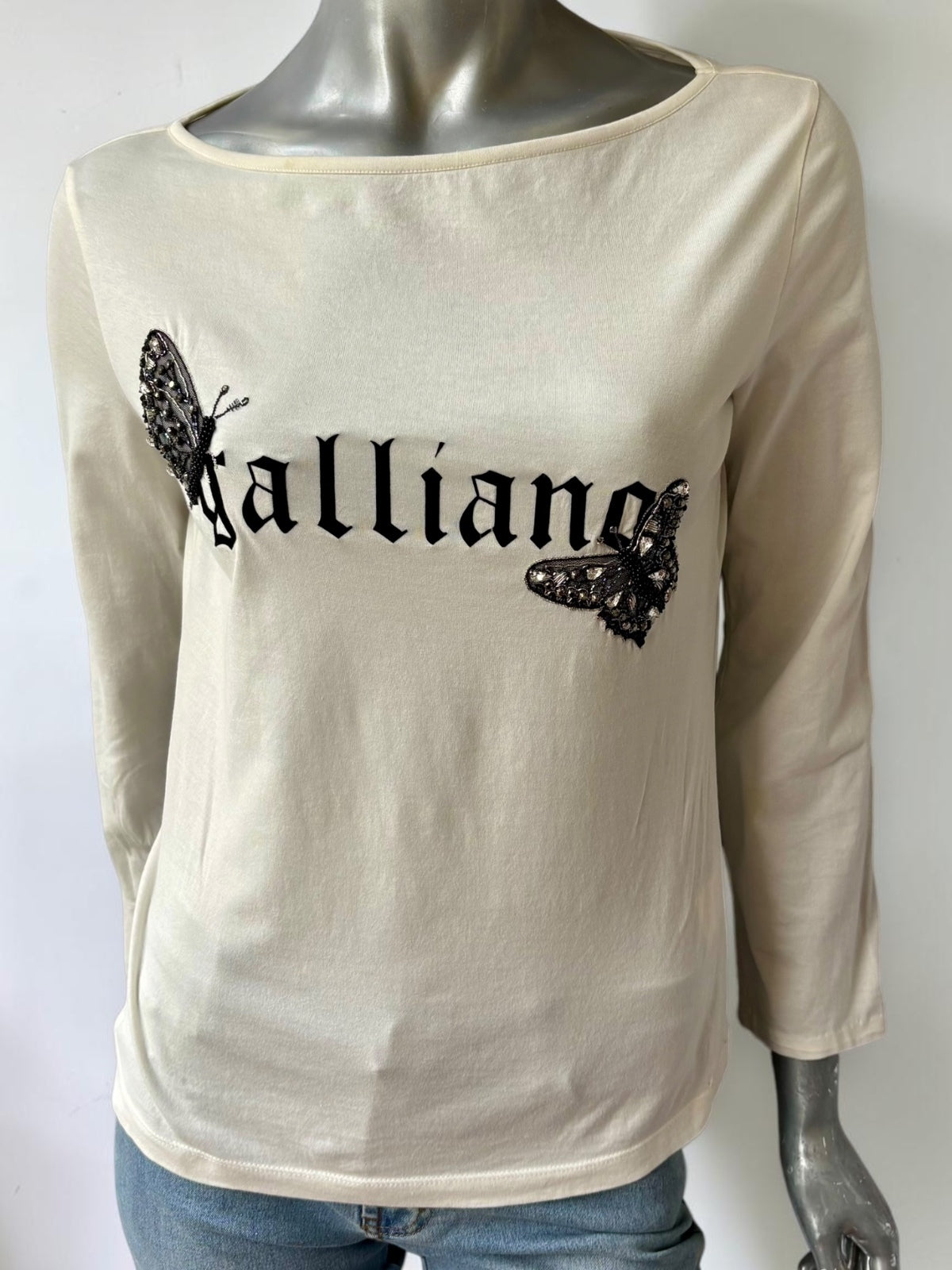 Vintage John Galliano top beaded butterfly appliqué detail