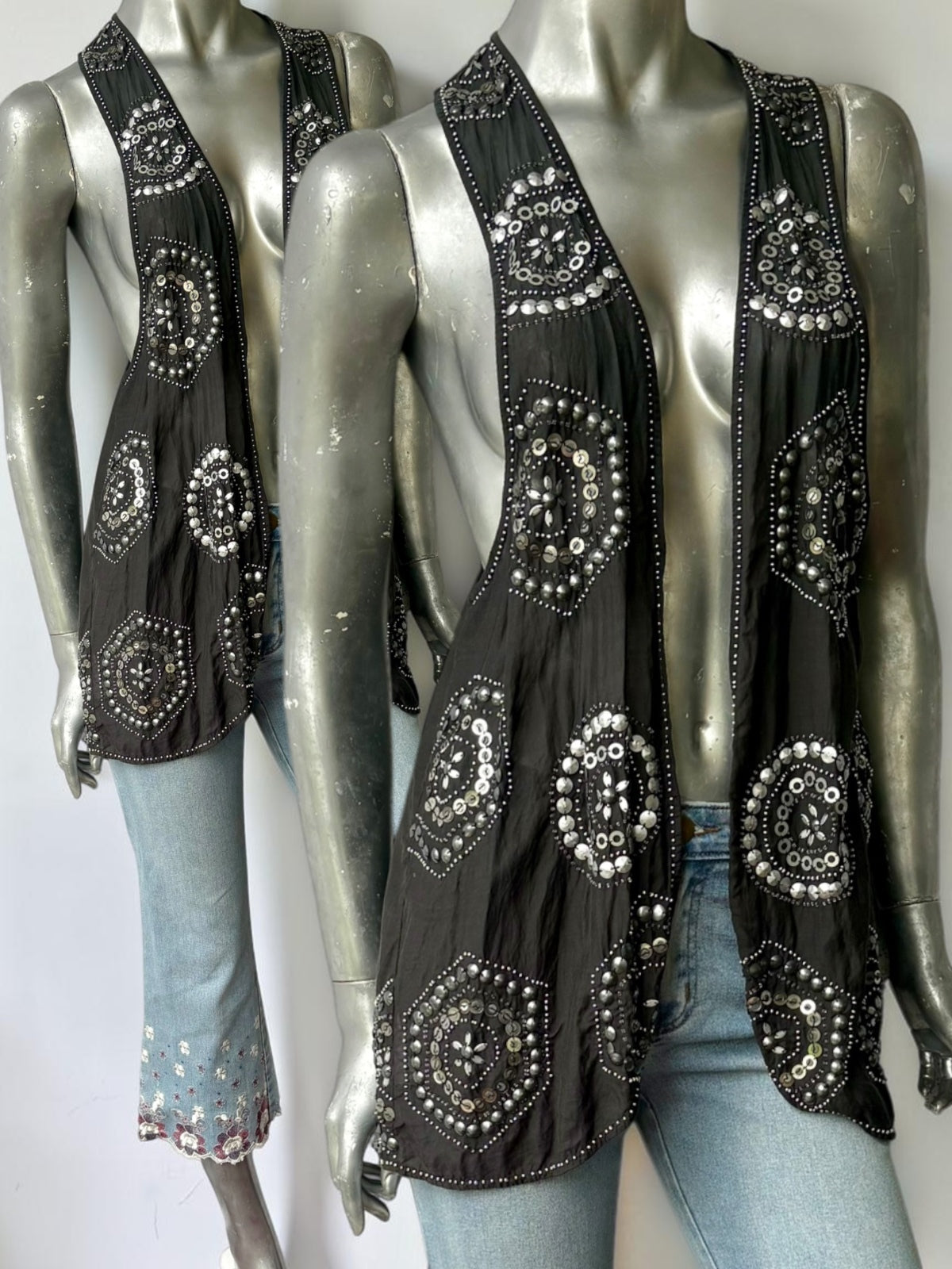 Vintage Eastern Princess black beaded silk vest