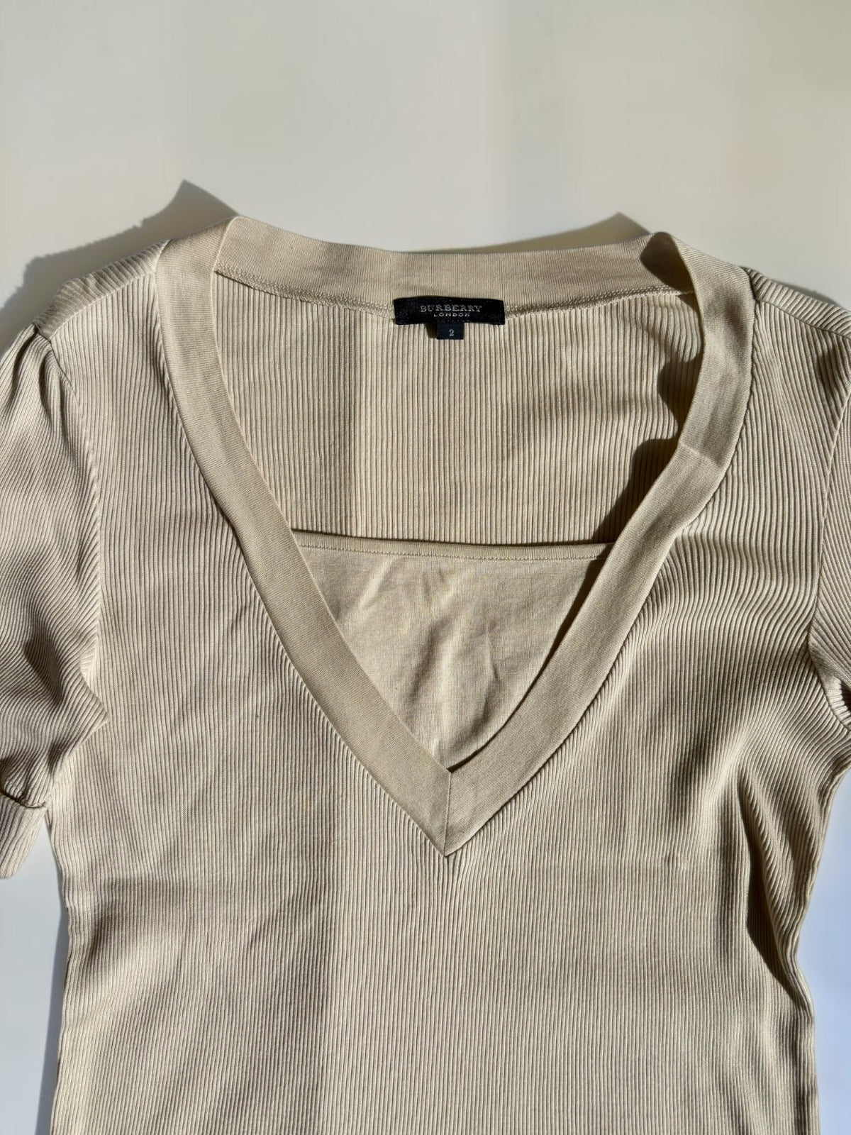 Vintage Burberry London cream knit top embroidered logo