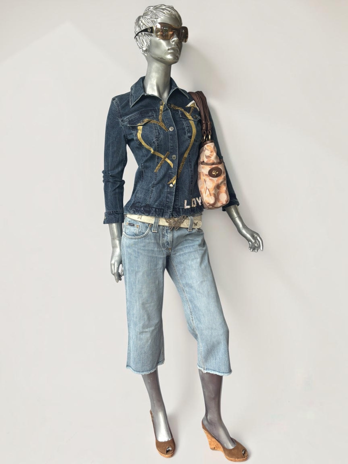 Vintage Valeria Zaccarelli denim jacket detail