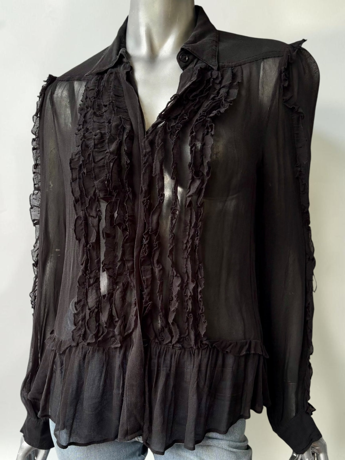 Vintage Just Cavalli black ruffle top label