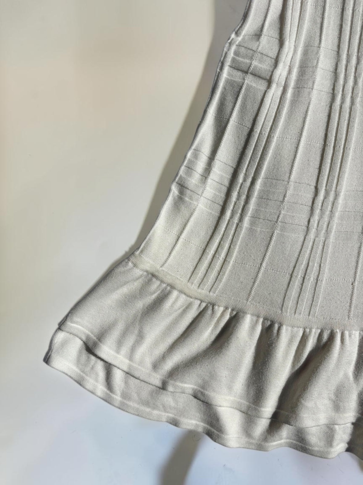 Vintage Burberry London cream knit shift dress ruffle hem