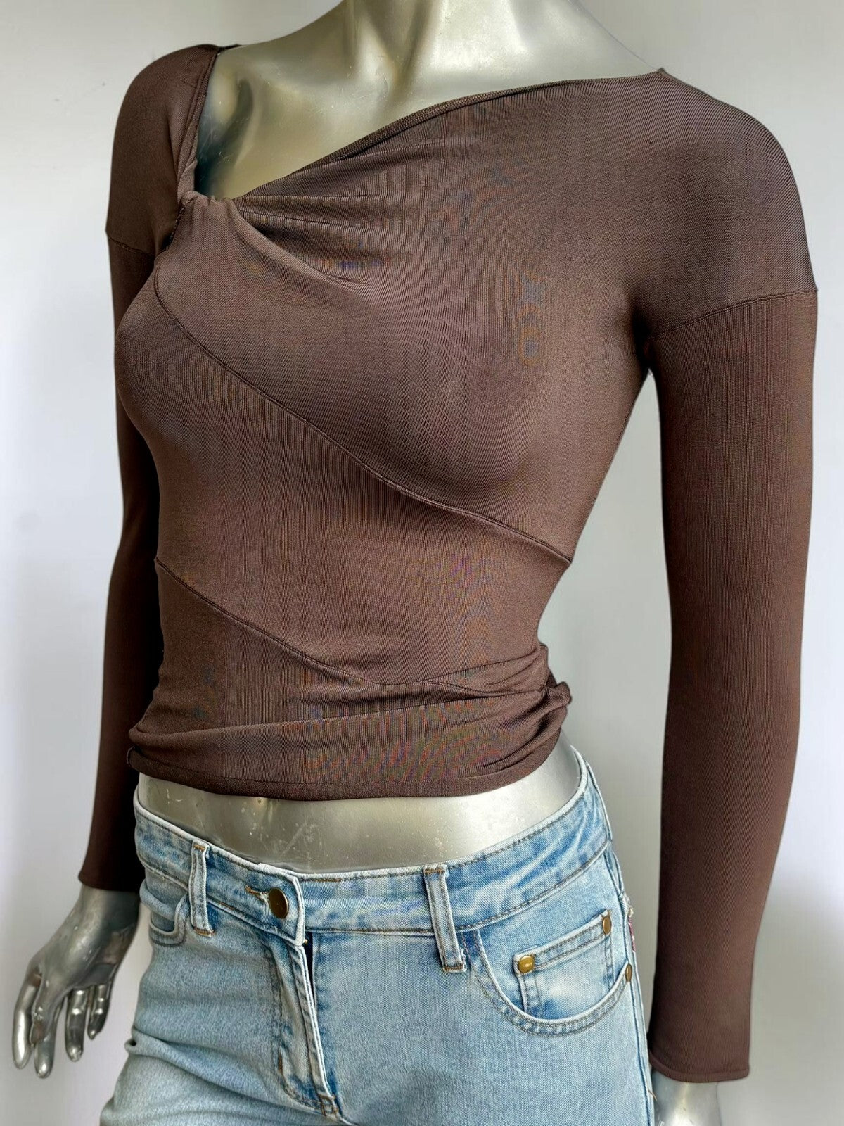 Vintage Gucci brown ribbed top detail