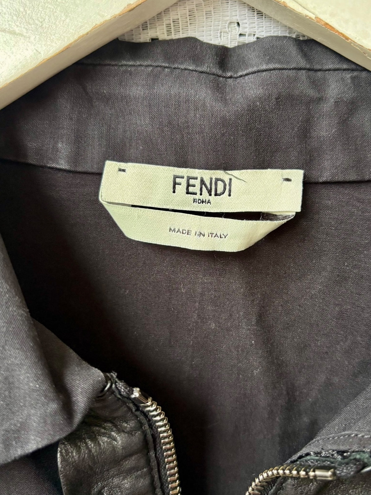 Vintage Fendi Roma top scalloped leather zip trim