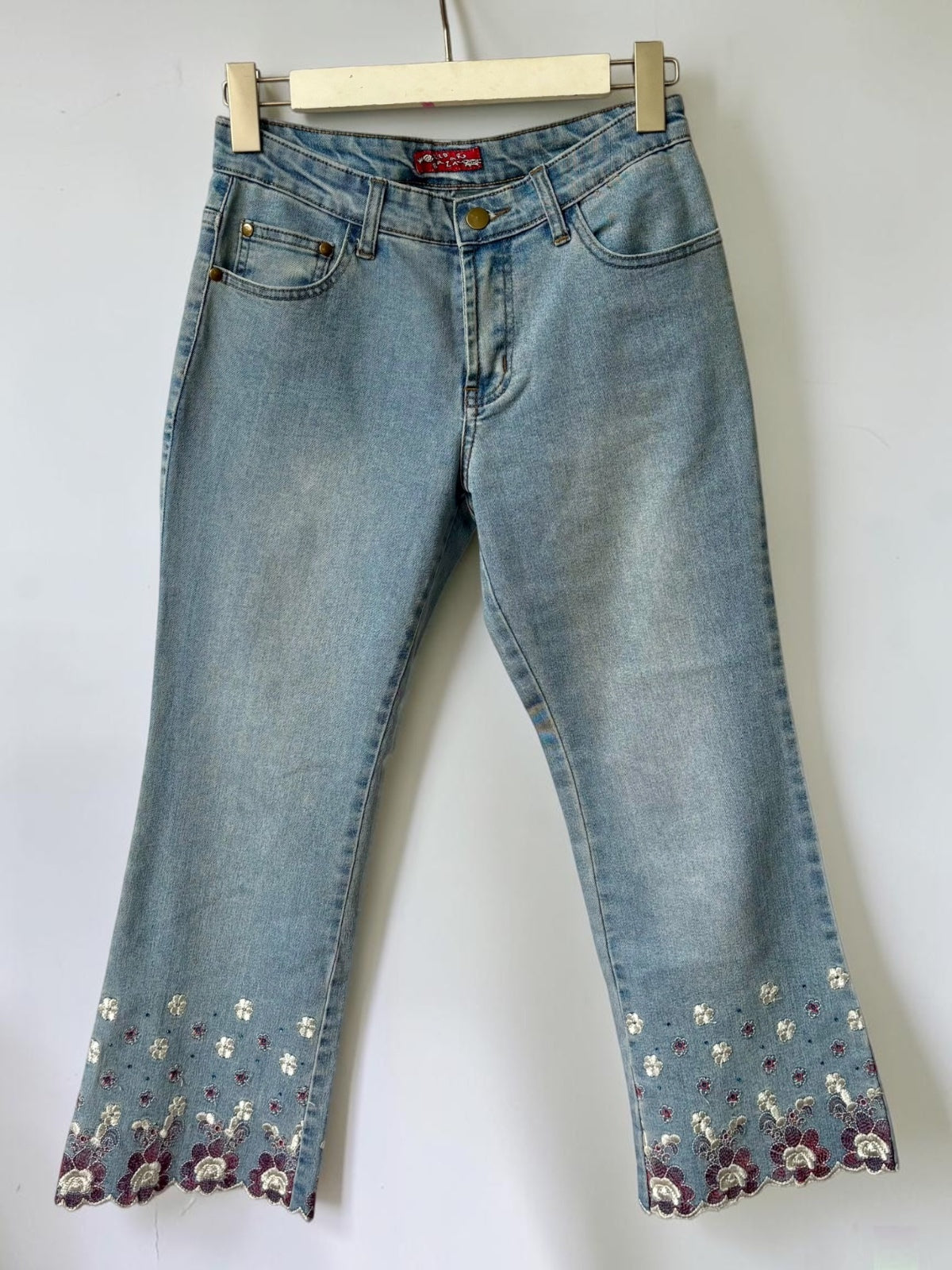Vintage embellished jeans brass hardware