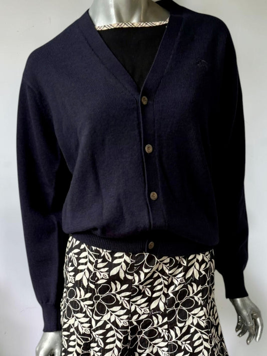 Vintage Burberrys navy knit cardigan