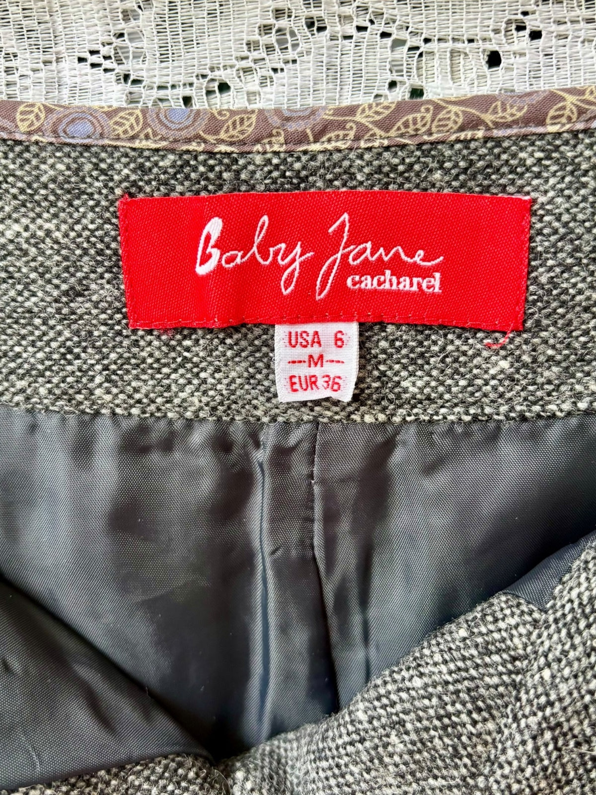 Vintage Baby Jane by Cacharel grey tweed skirt pocket