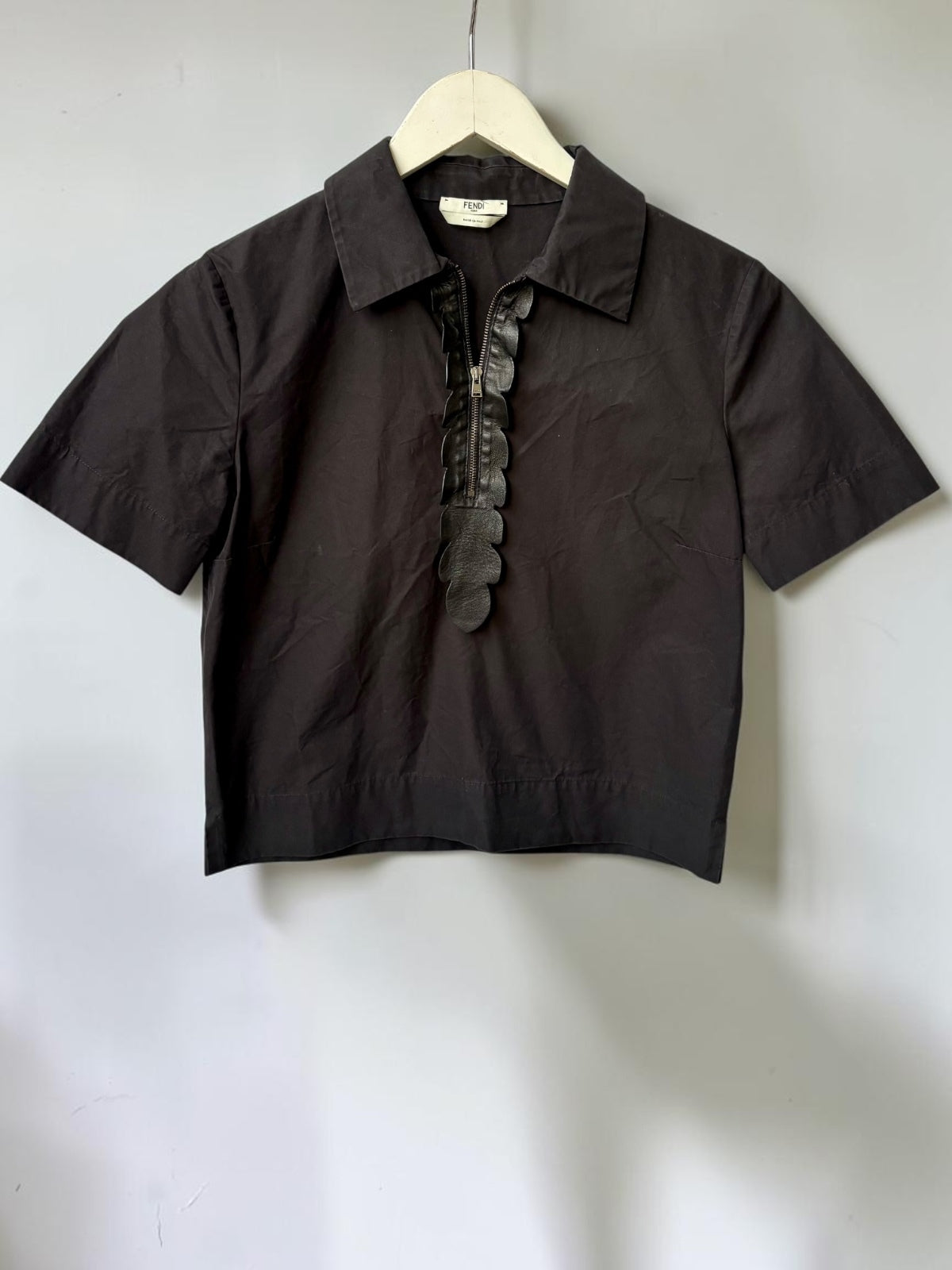 Vintage Fendi Roma black cotton top detail