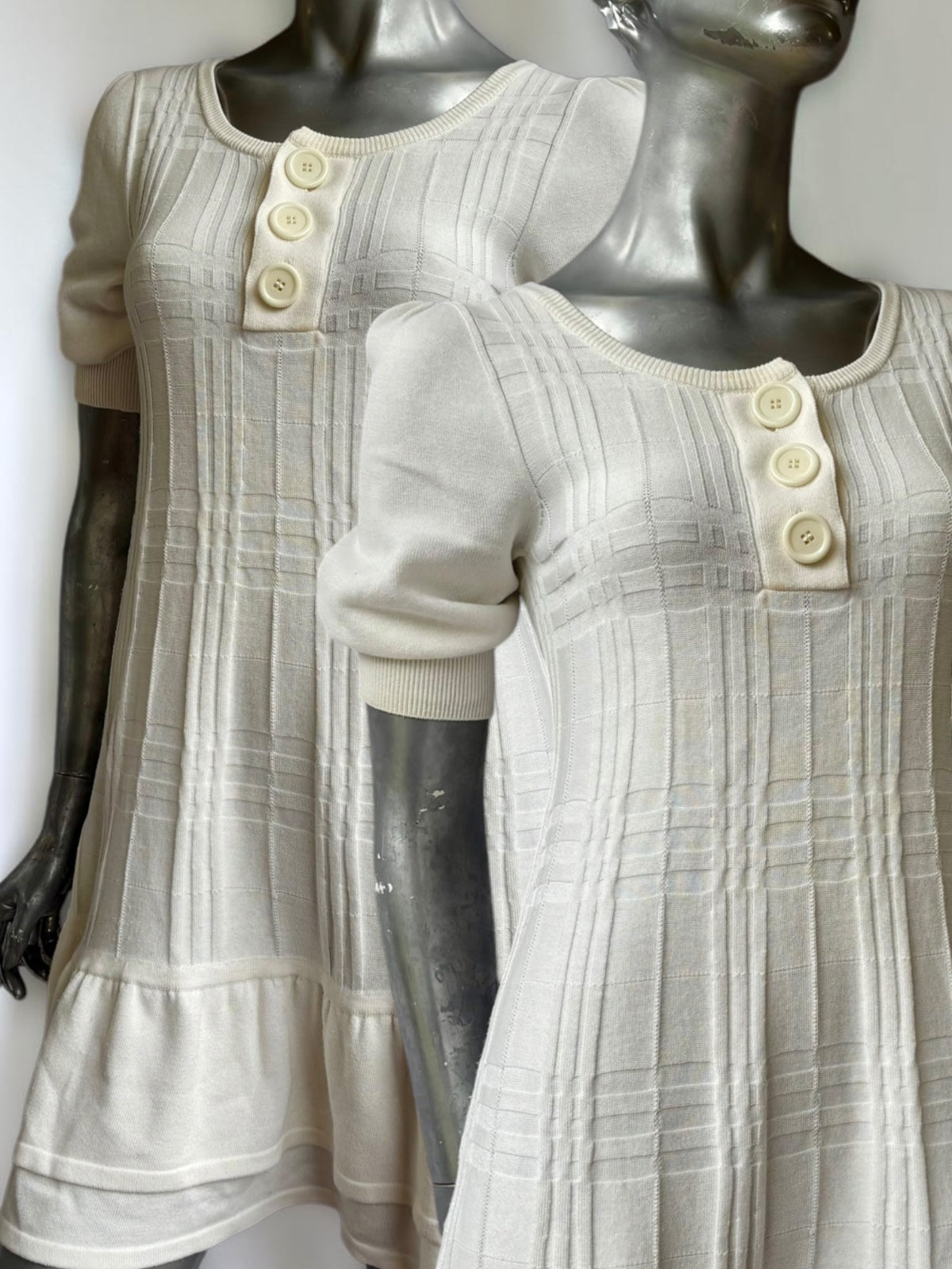 Vintage Burberry London cream knit shift dress