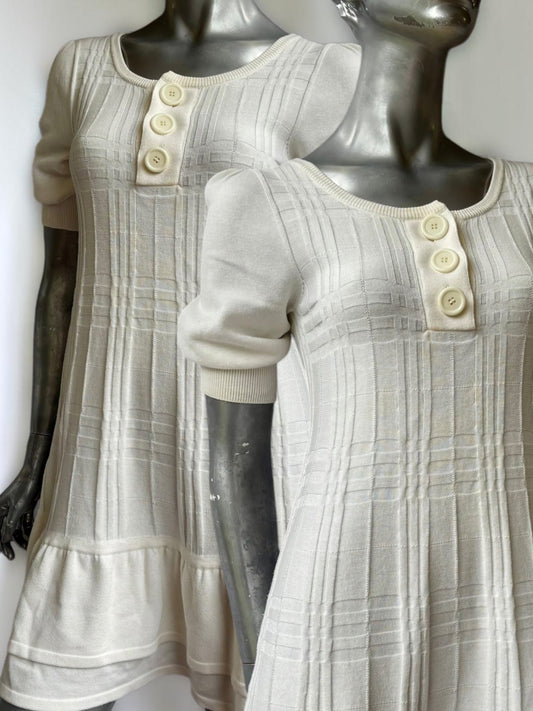 Vintage Burberry London cream knit shift dress