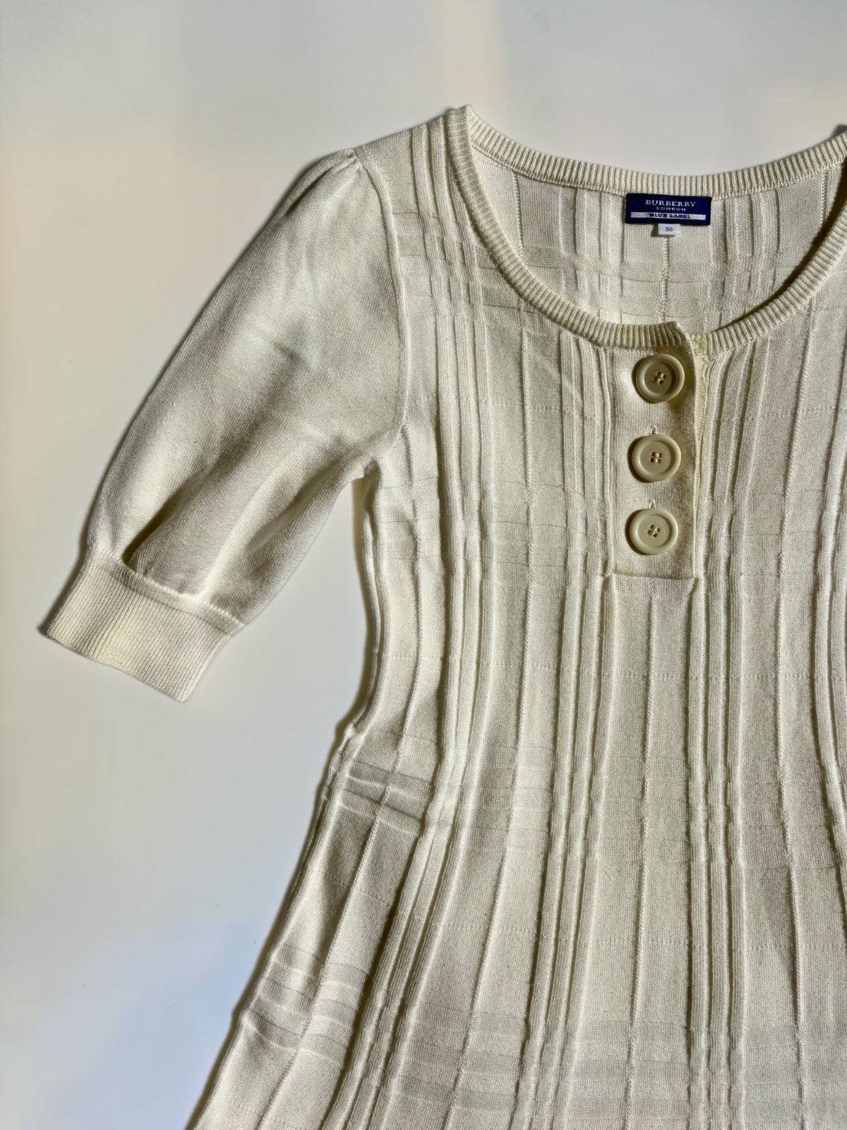 Vintage Burberry London cream knit shift dress label