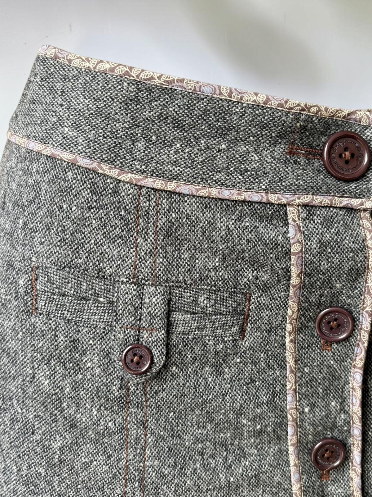 Vintage Baby Jane by Cacharel grey tweed skirt button front