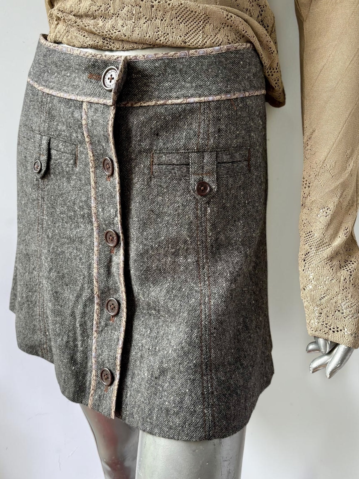 Vintage Baby Jane by Cacharel grey tweed skirt detail