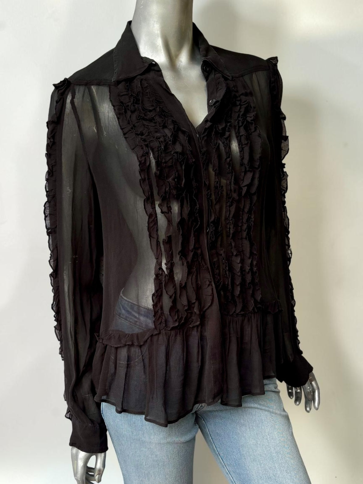 Vintage Just Cavalli black ruffle top