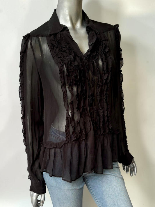 Vintage Just Cavalli black ruffle top