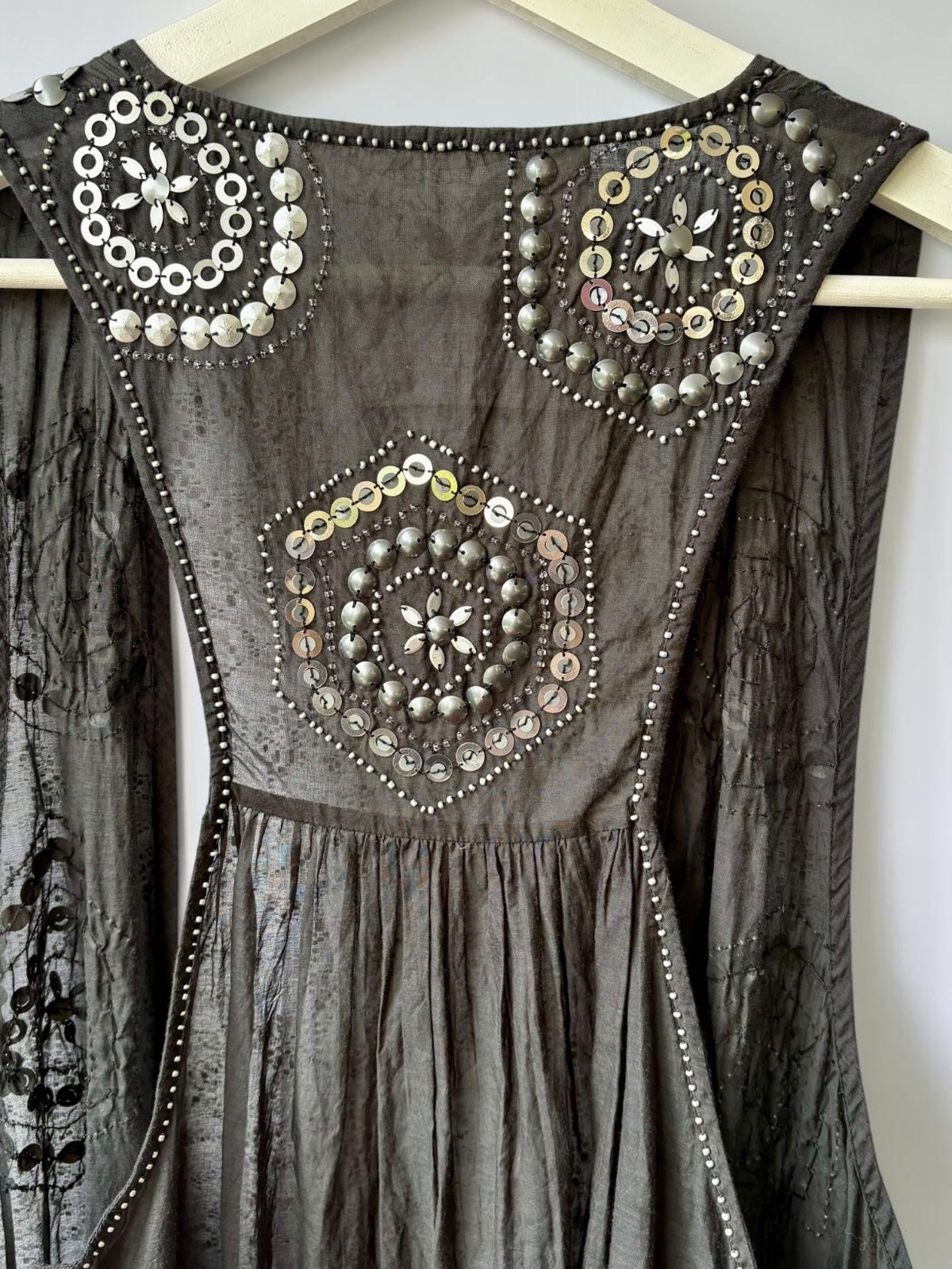 Vintage Eastern Princess black beaded silk vest label