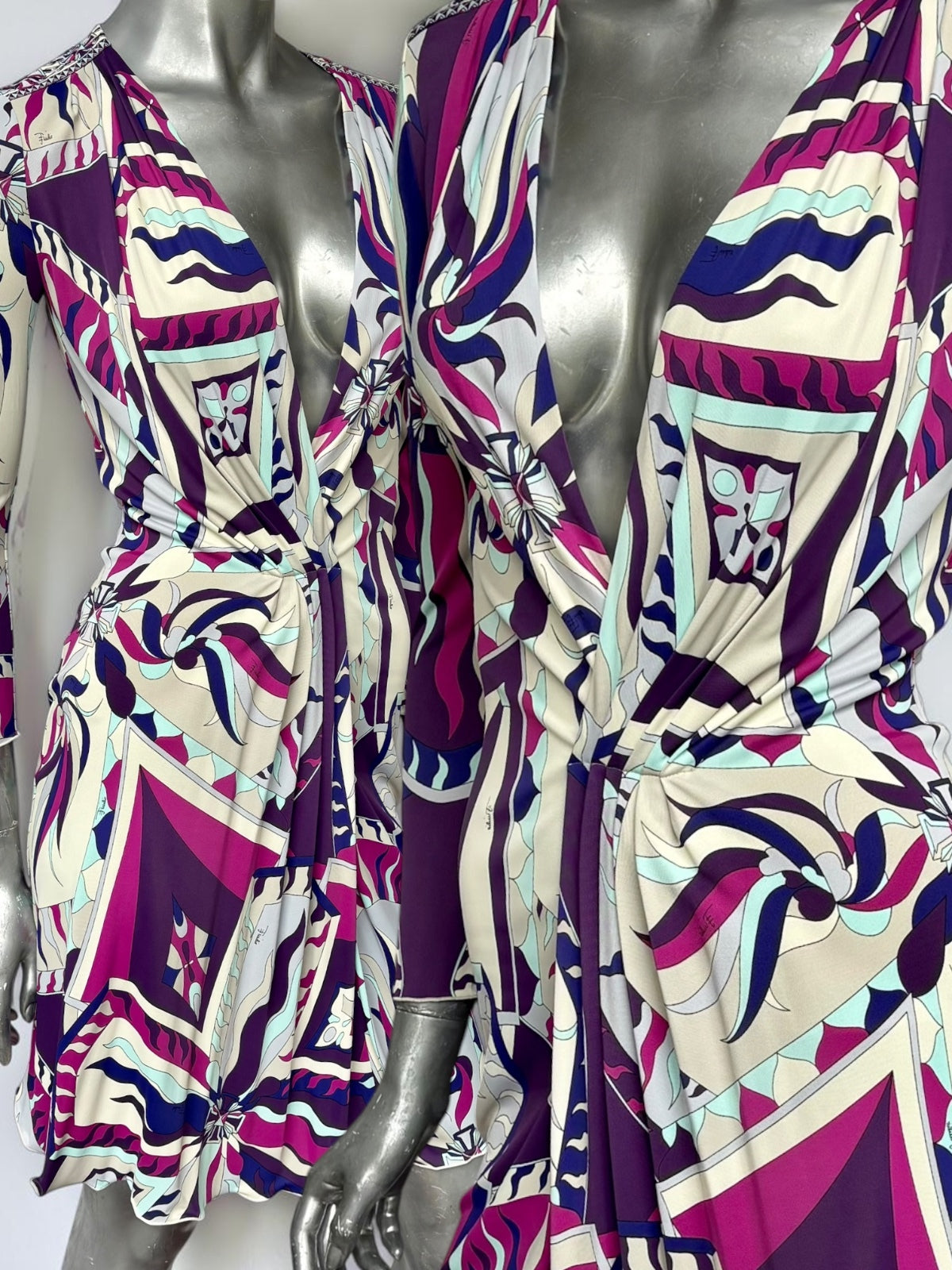 Vintage Emilio Pucci geometric print dress close up