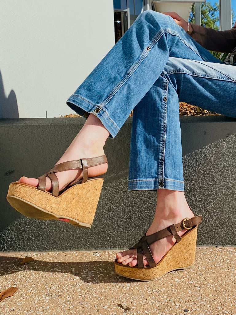 Vintage Brown Cork Miss Sixty Wedges