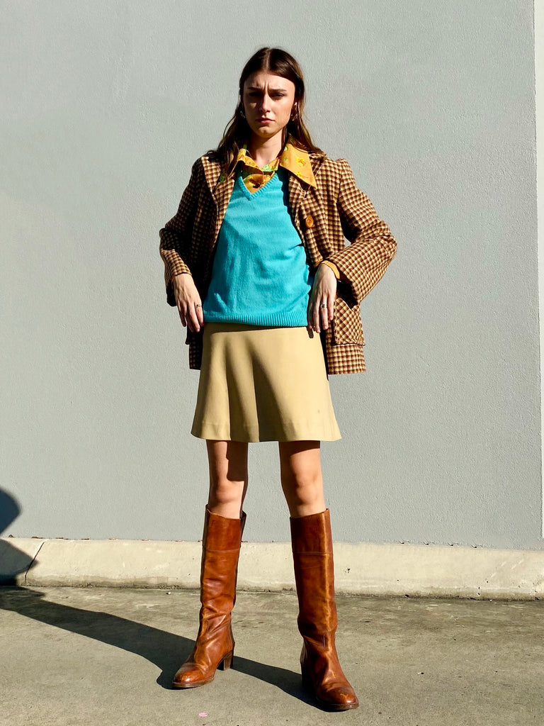 Vintage 1970s Brown Aline Mini Skirt