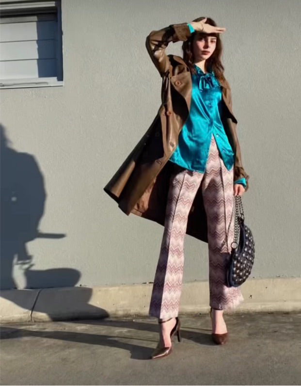 Vintage Brown Faux Leather Trench-coat