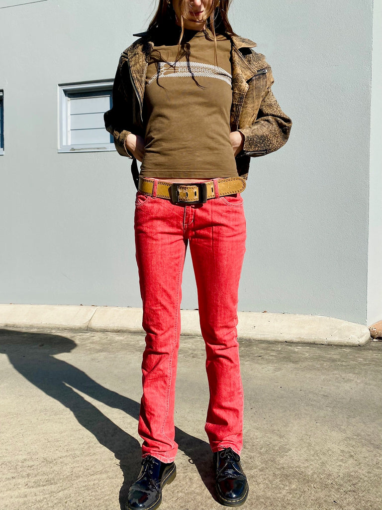 Vintage Y2K Brown Mooks Baby Tee
