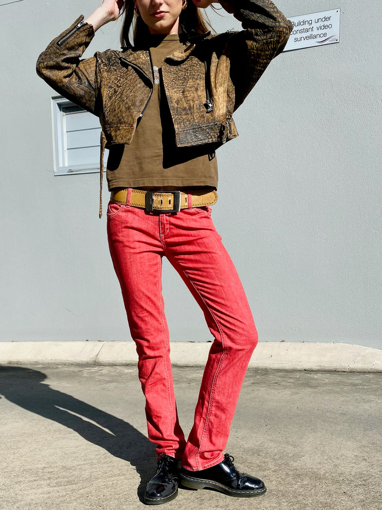 Vintage Grab Low Rise Red Jeans