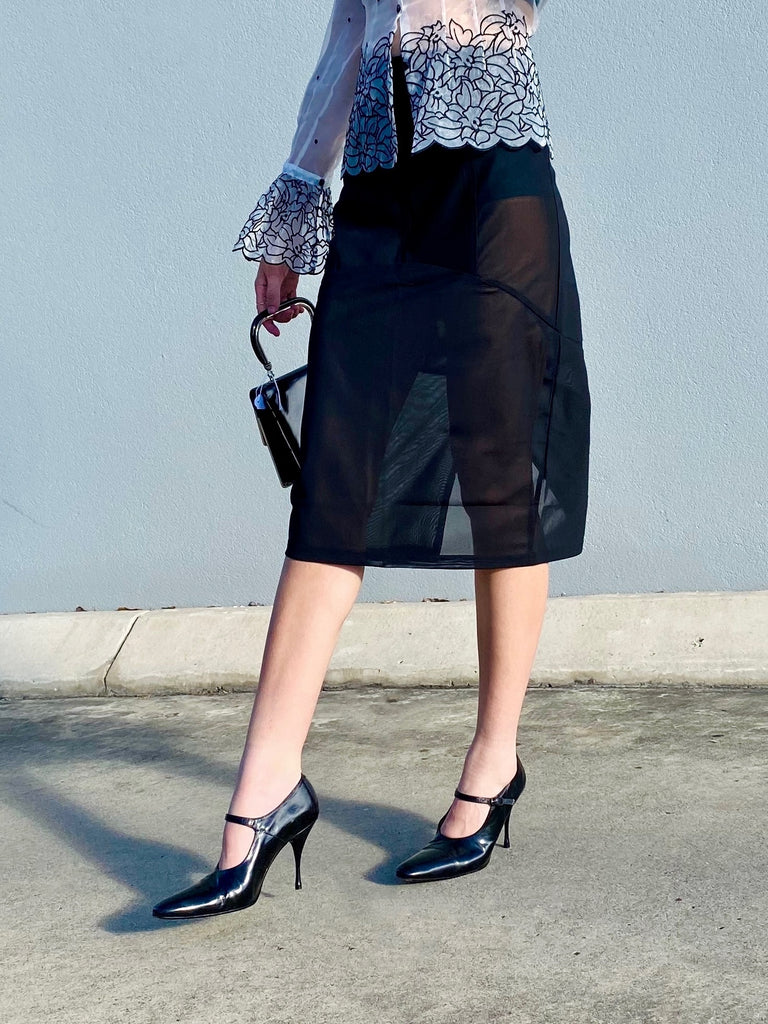 Vintage Black Panel Sheer Skirt