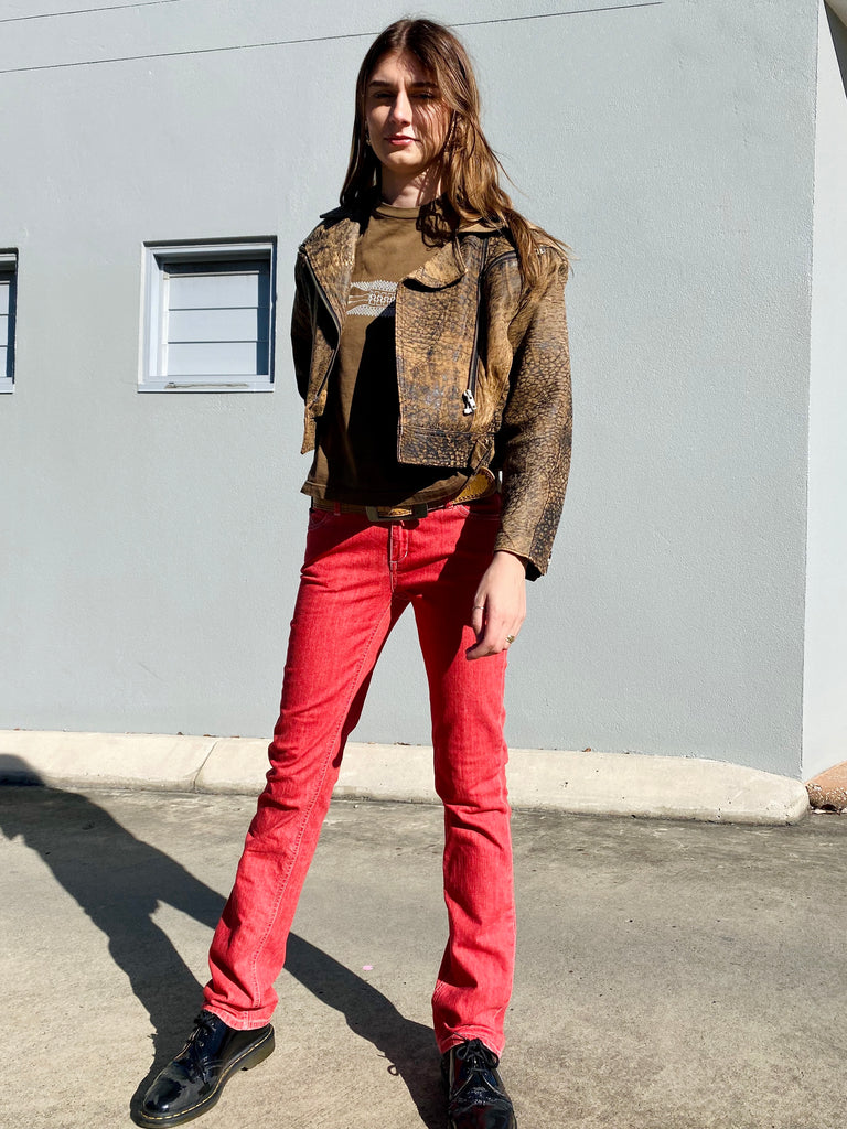 Vintage Siricco Brown Leather Motorcycle Jacket